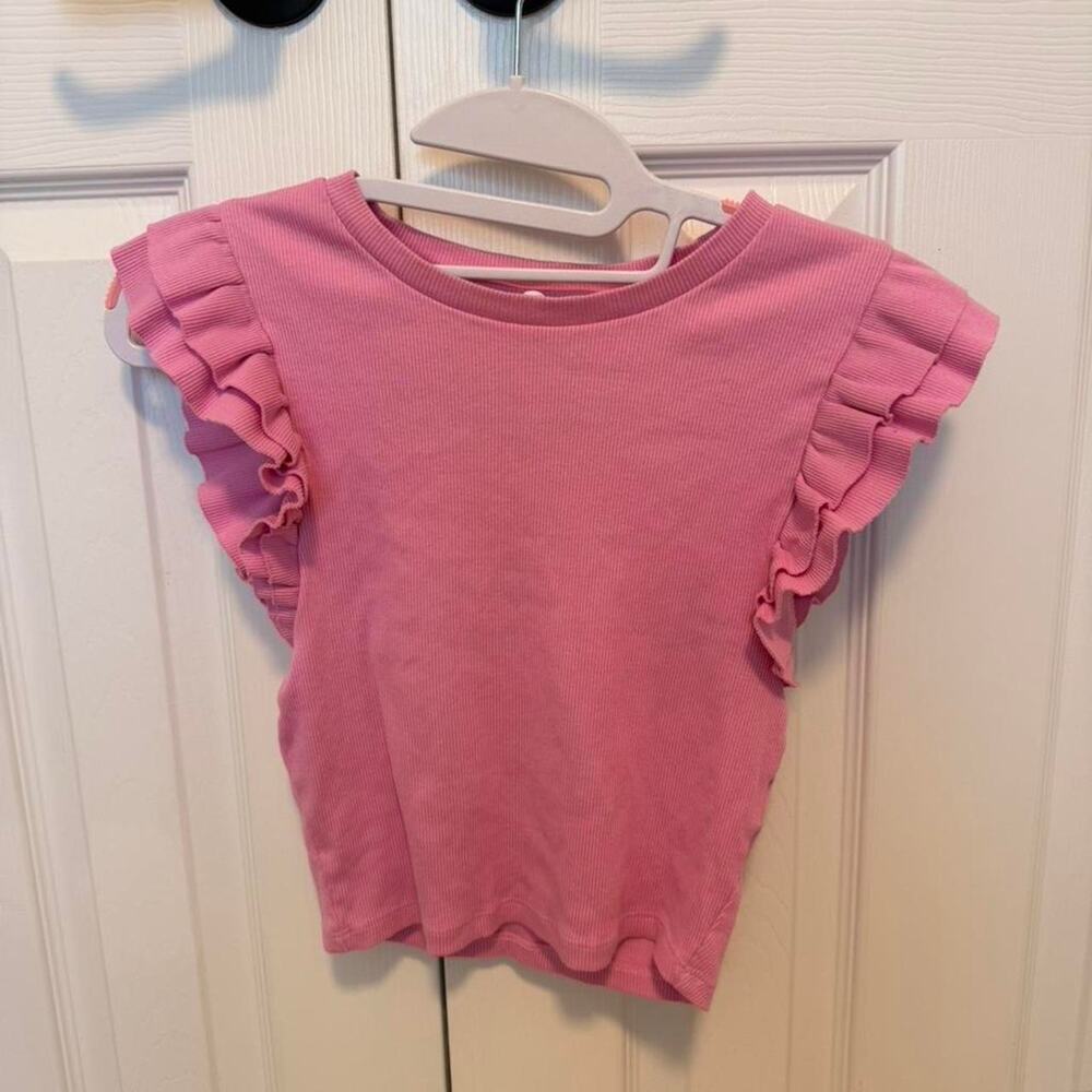Pink ruffle crop top ruffles